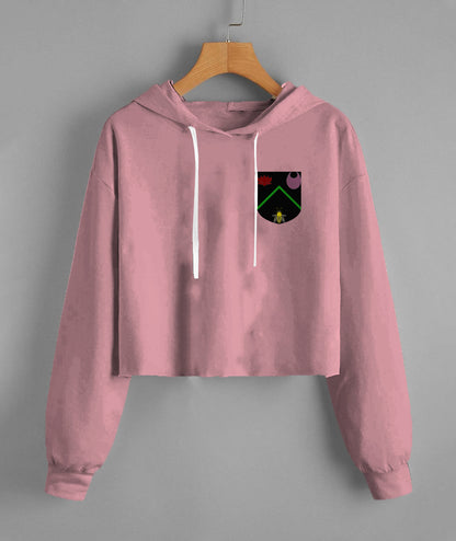 Vitriol Scroll Shield Fleece Cropped Hoodie