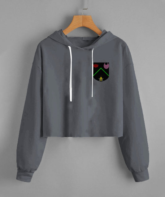 Vitriol Scroll Shield Fleece Cropped Hoodie